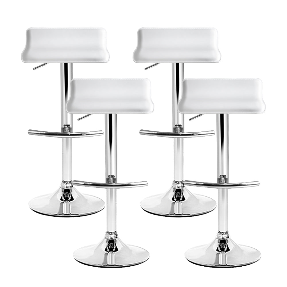 4x Swivel Gas Lift Contemporary Backless Bar Stools PU Leather - White