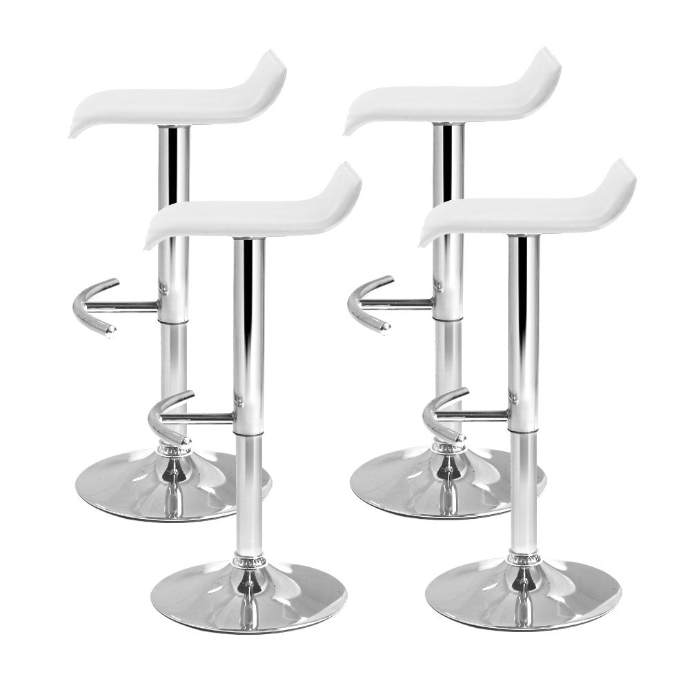 4x Swivel Gas Lift Contemporary Backless Bar Stools PU Leather - White