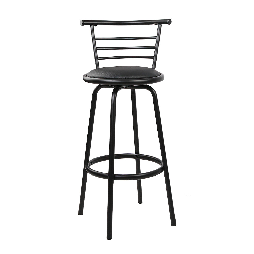 4x Swivel Bar Stools Leather Padded Metal - Black