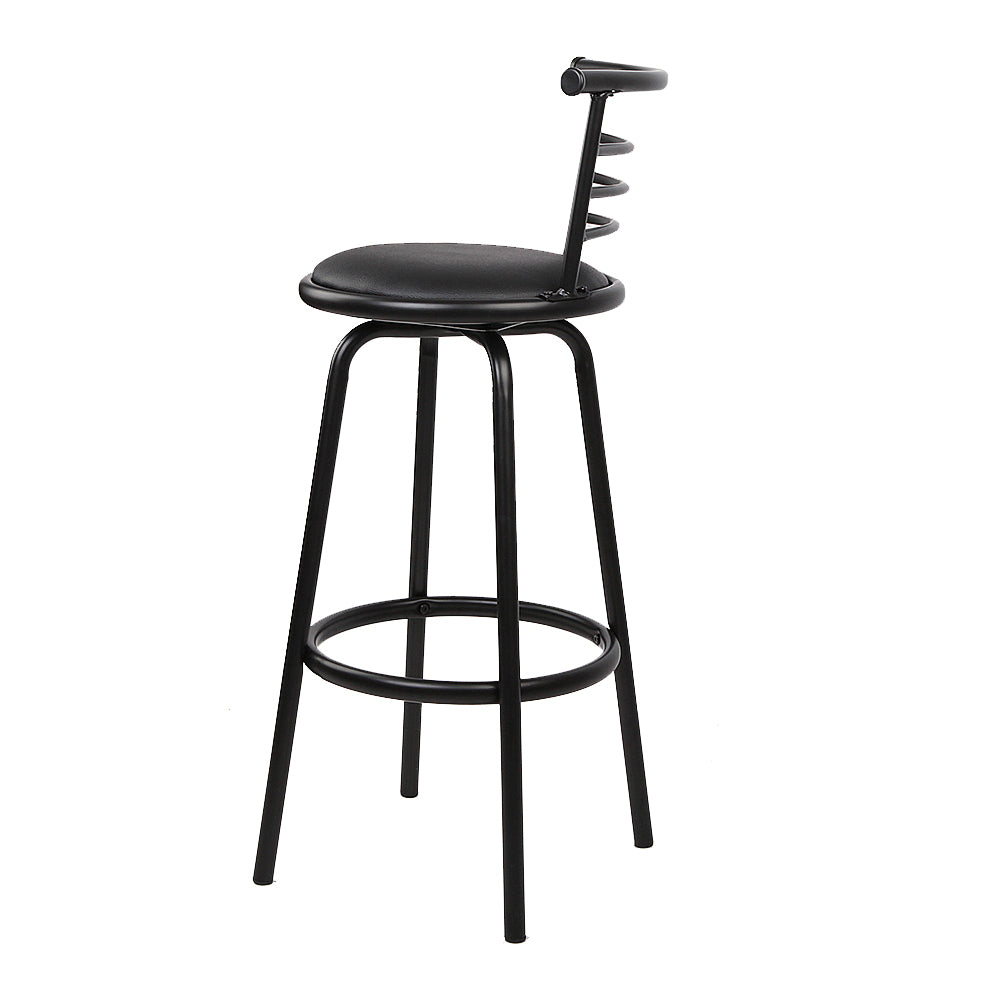 4x Swivel Bar Stools Leather Padded Metal - Black