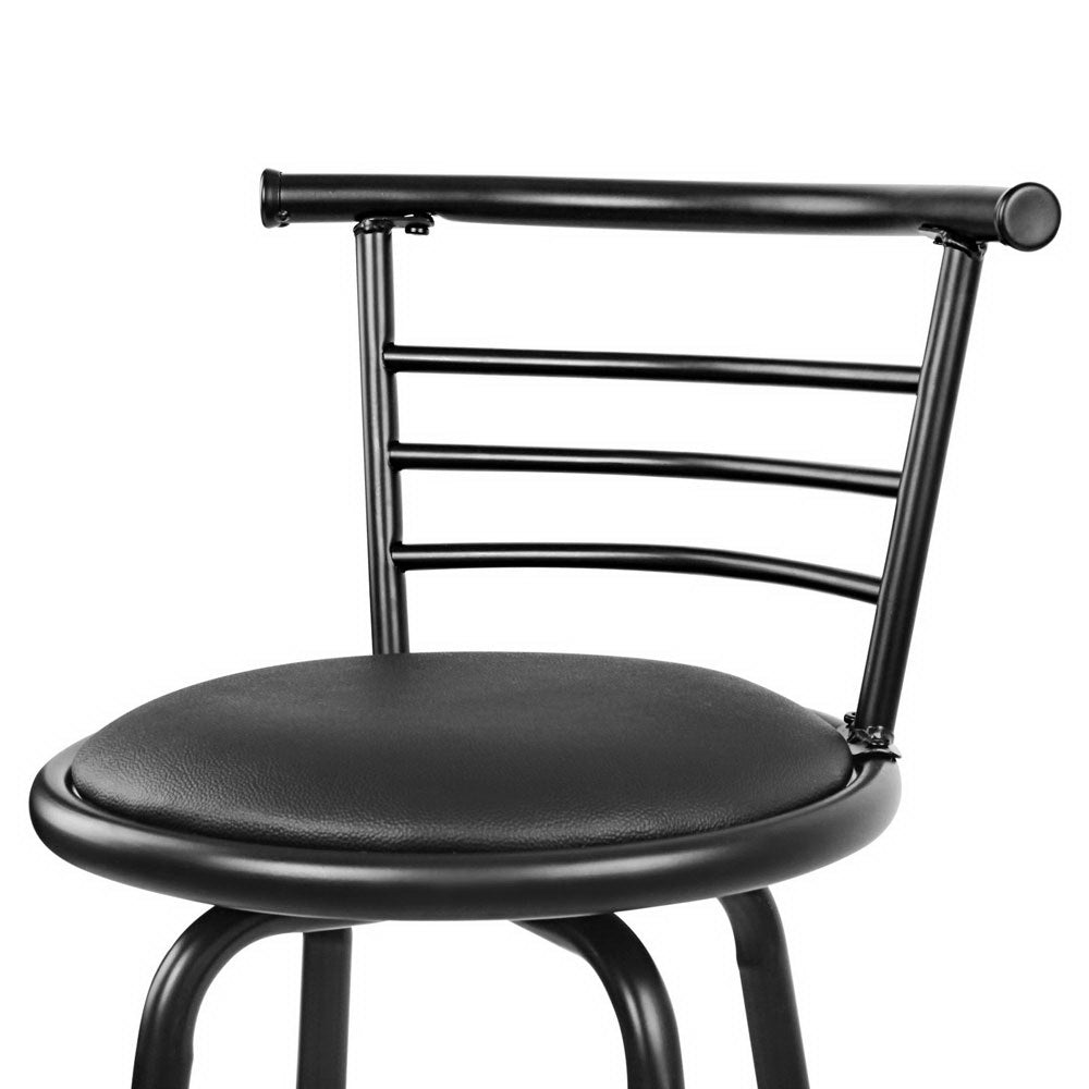 4x Swivel Bar Stools Leather Padded Metal - Black