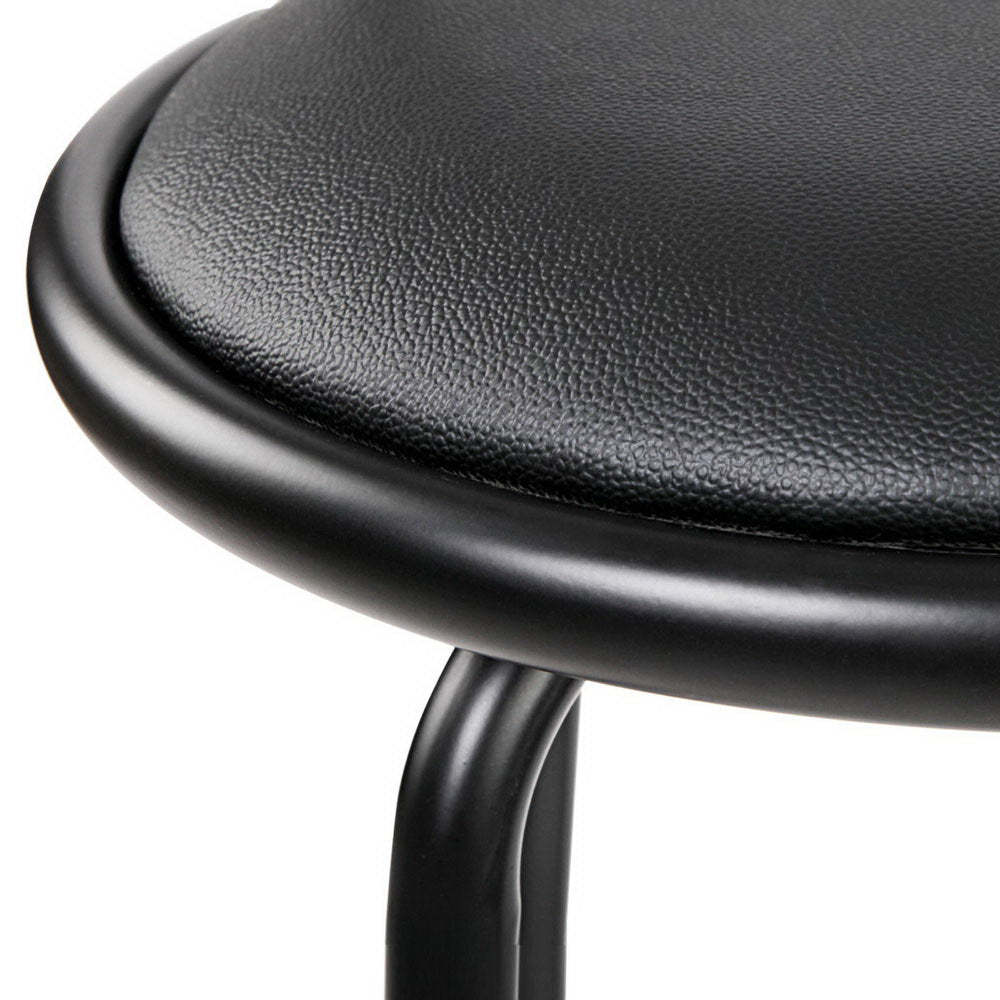 4x Swivel Bar Stools Leather Padded Metal - Black