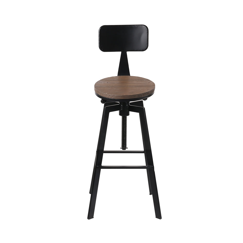 Single Vintage Swivel Adjustable Bar Stool Elm Wood & Steel - Brown & Black