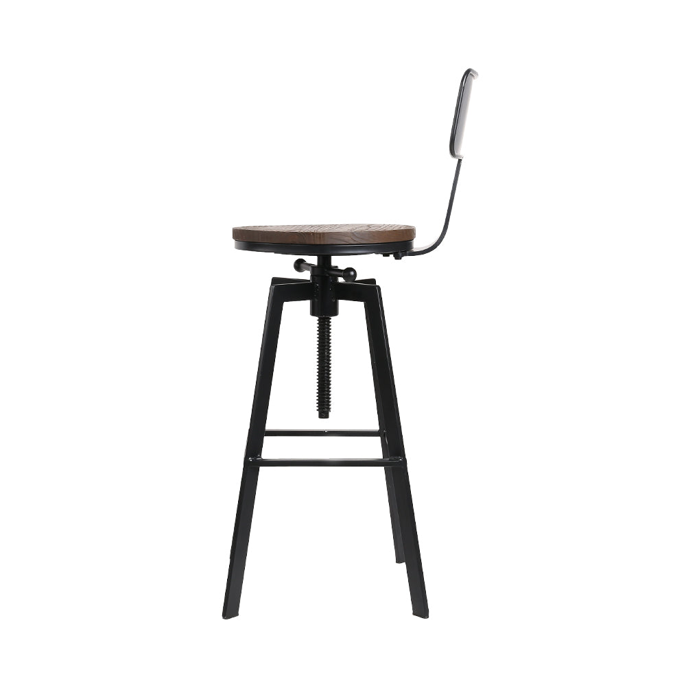 Single Vintage Swivel Adjustable Bar Stool Elm Wood & Steel - Brown & Black