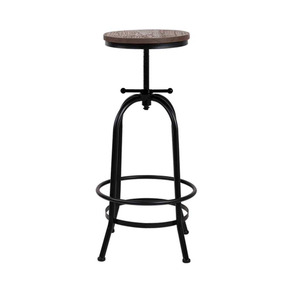 Single Adjustable Swivel Round Top Bar Stool Elm Wood & Steel - Brown & Black