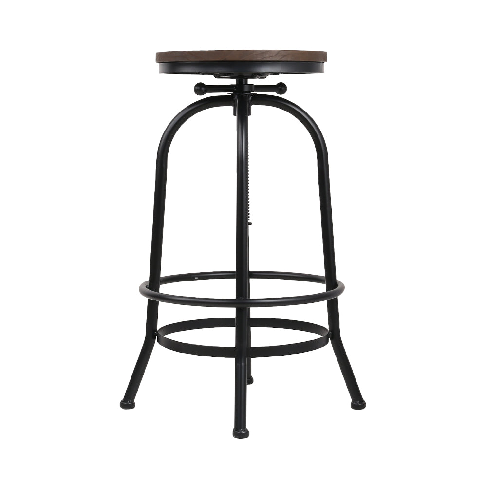 Single Adjustable Swivel Round Top Bar Stool Elm Wood & Steel - Brown & Black