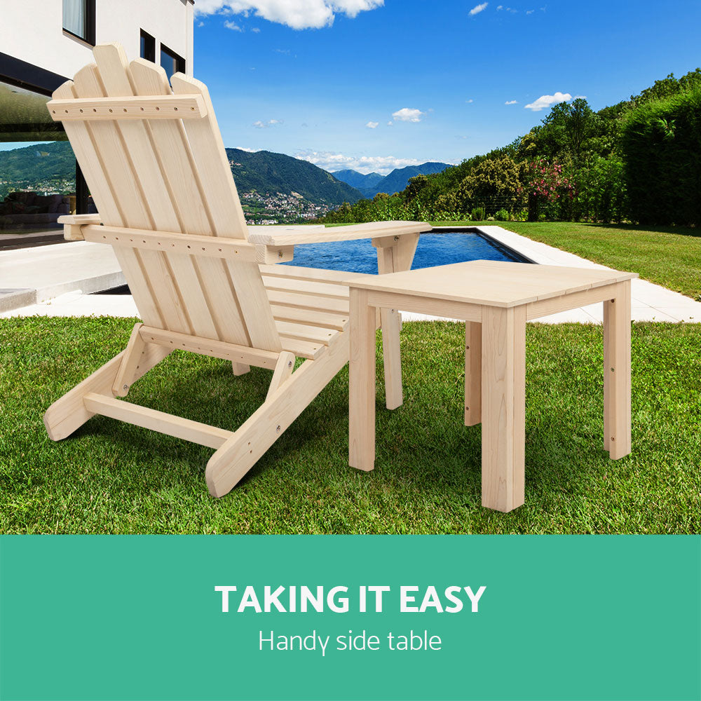 Coffee Side Table Wooden Outdoor Camping Garden Furniture - Natural