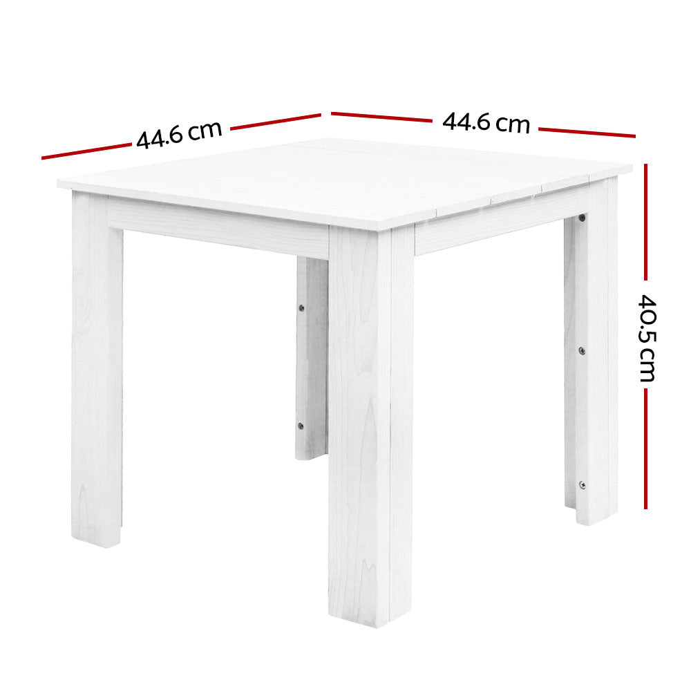 Coffee Side Table Wooden Outdoor Camping Garden Furniture - White