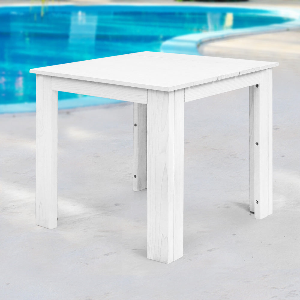 Coffee Side Table Wooden Outdoor Camping Garden Furniture - White