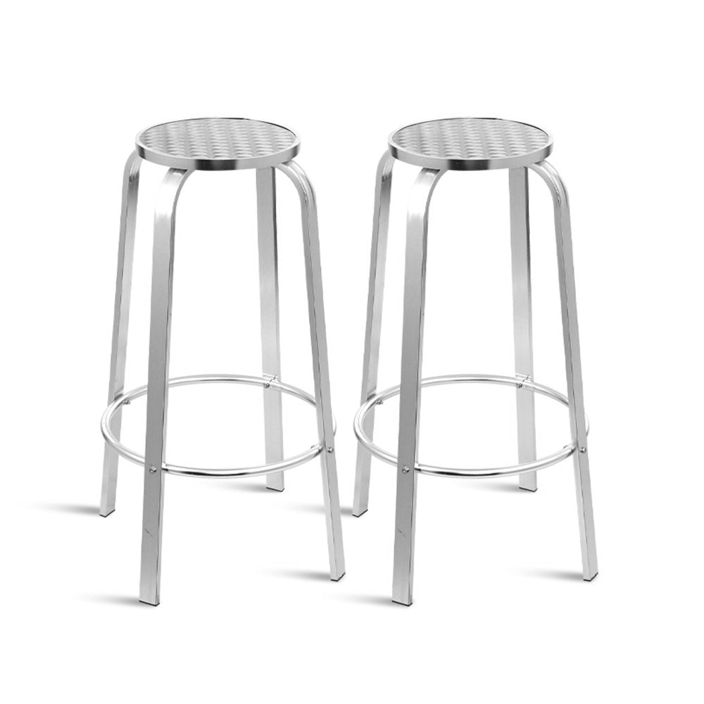 2x Outdoor Bar Stools - Aluminium