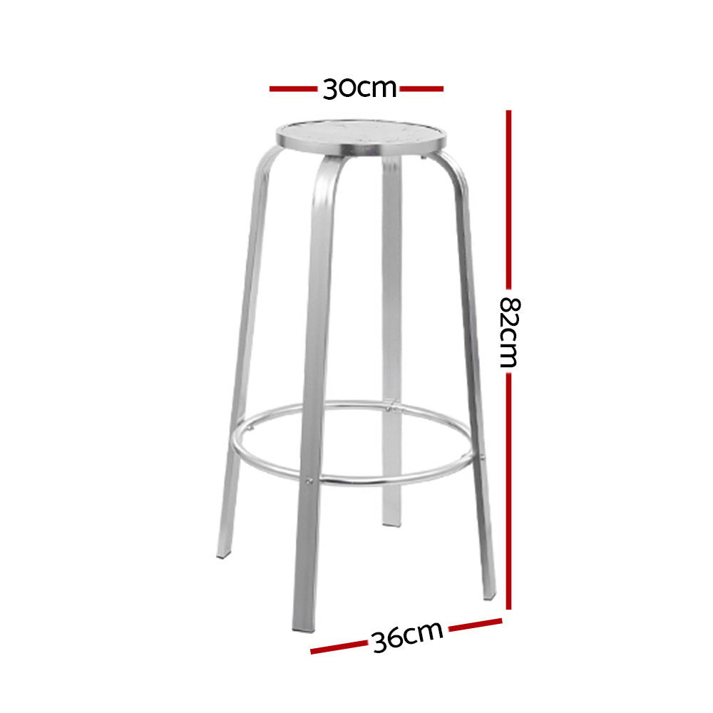 2x Outdoor Bar Stools - Aluminium