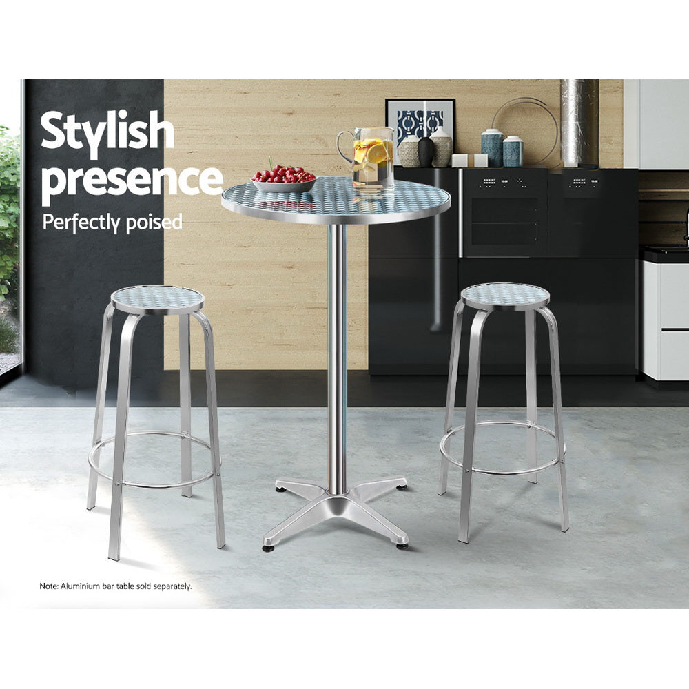 2x Outdoor Bar Stools - Aluminium