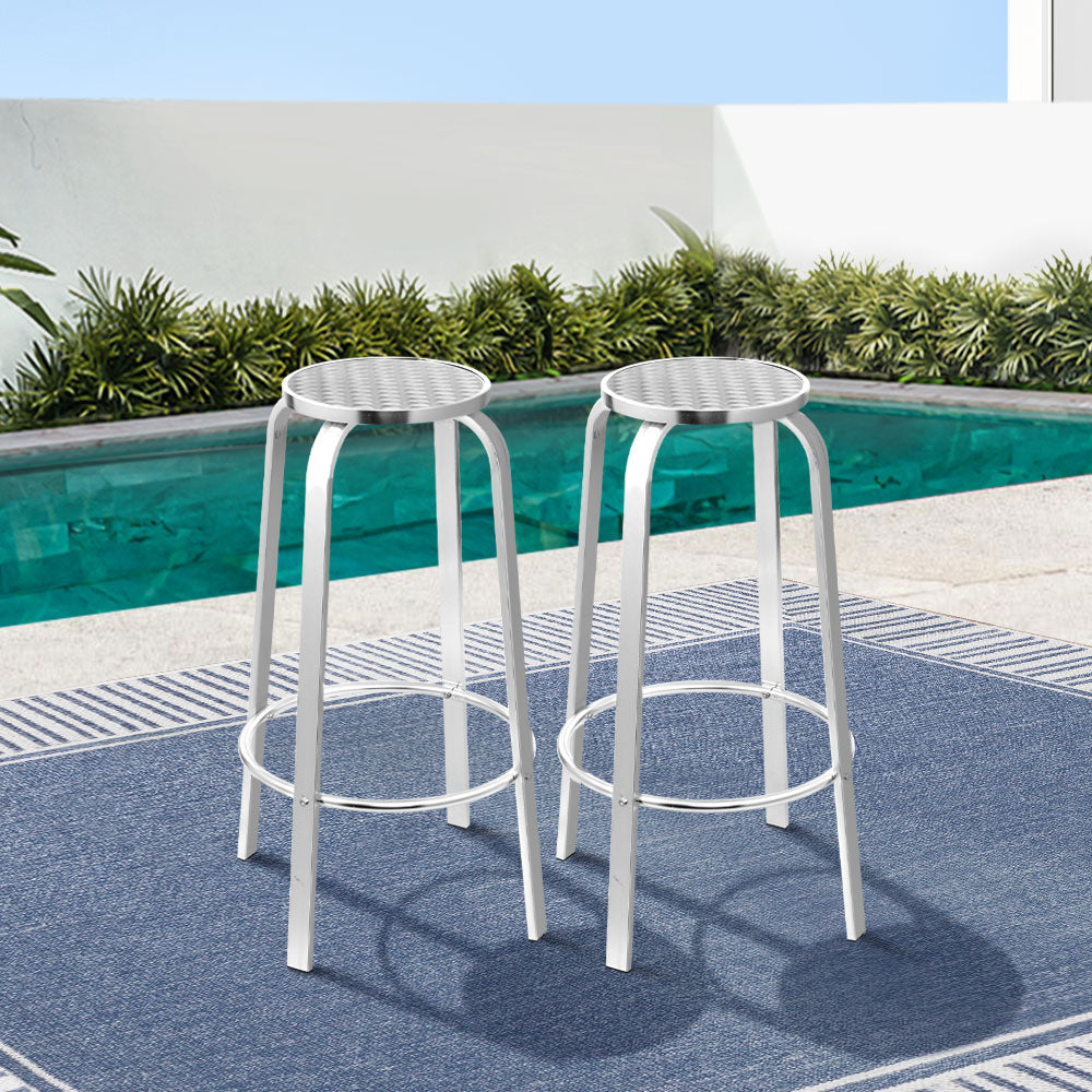 2x Outdoor Bar Stools - Aluminium