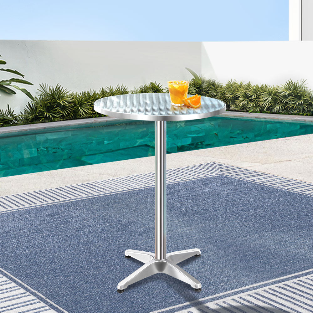 Adjustable Height Outdoor Round Bar Table - Aluminium