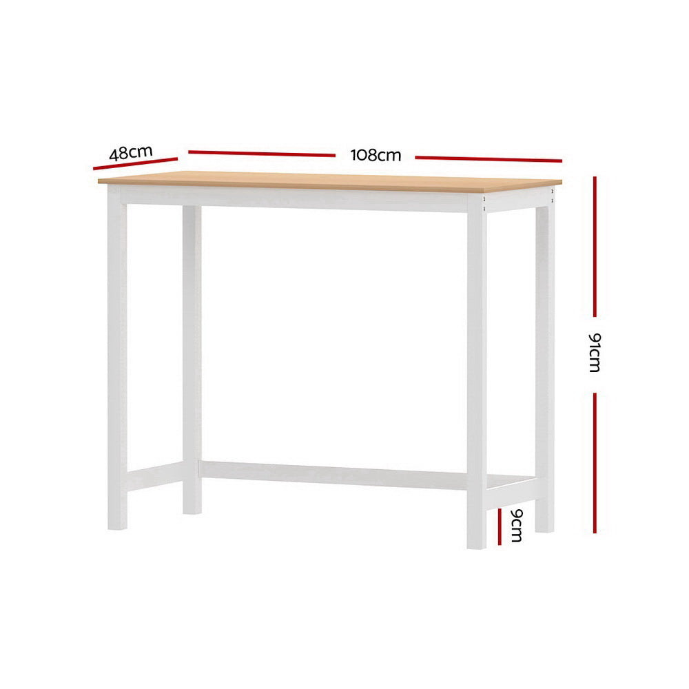 Ari Bar Table Rectangular Pinewood - White & Pine