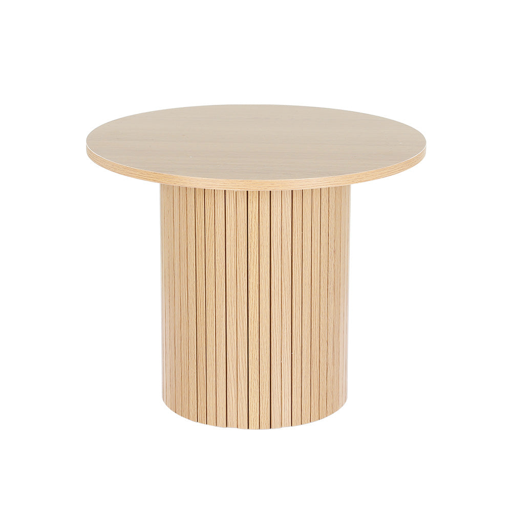 Round Fluted Coffee Side Table - Natural