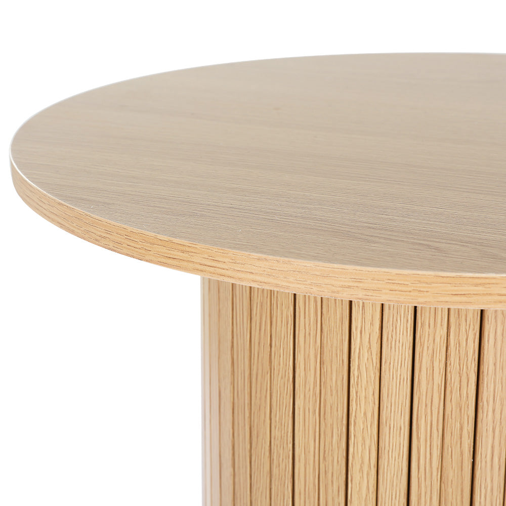 Round Fluted Coffee Side Table - Natural