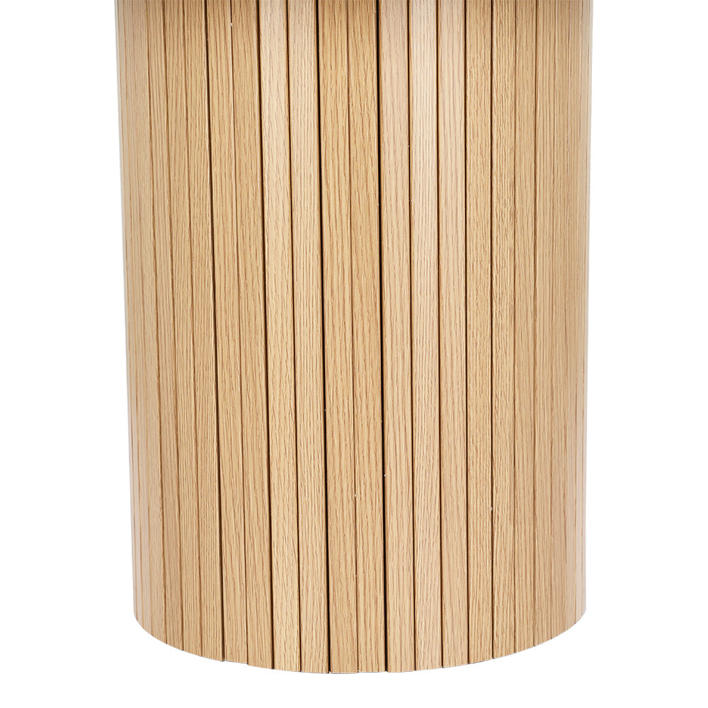 Round Fluted Coffee Side Table - Natural