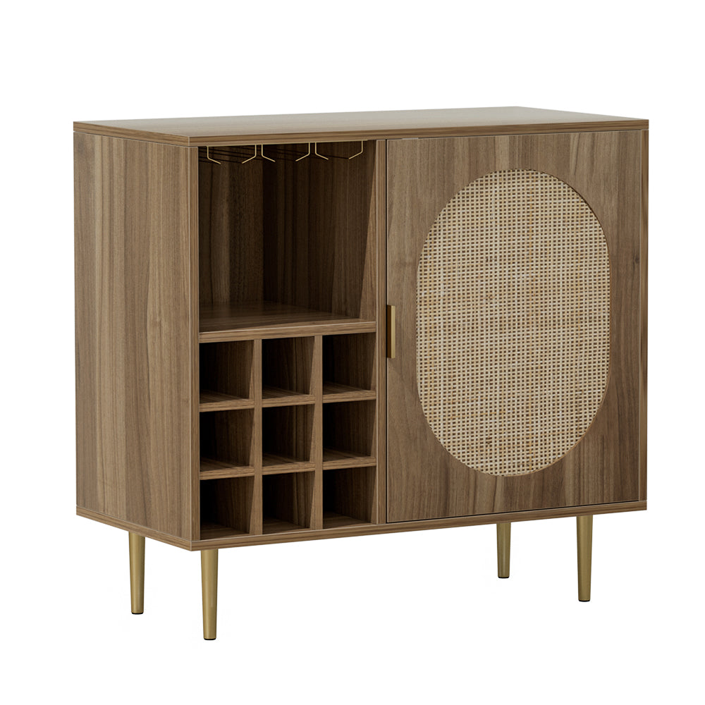 Rattan Buffet Sideboard Buffet Storage Cabinet Cupboards with Wine Rack