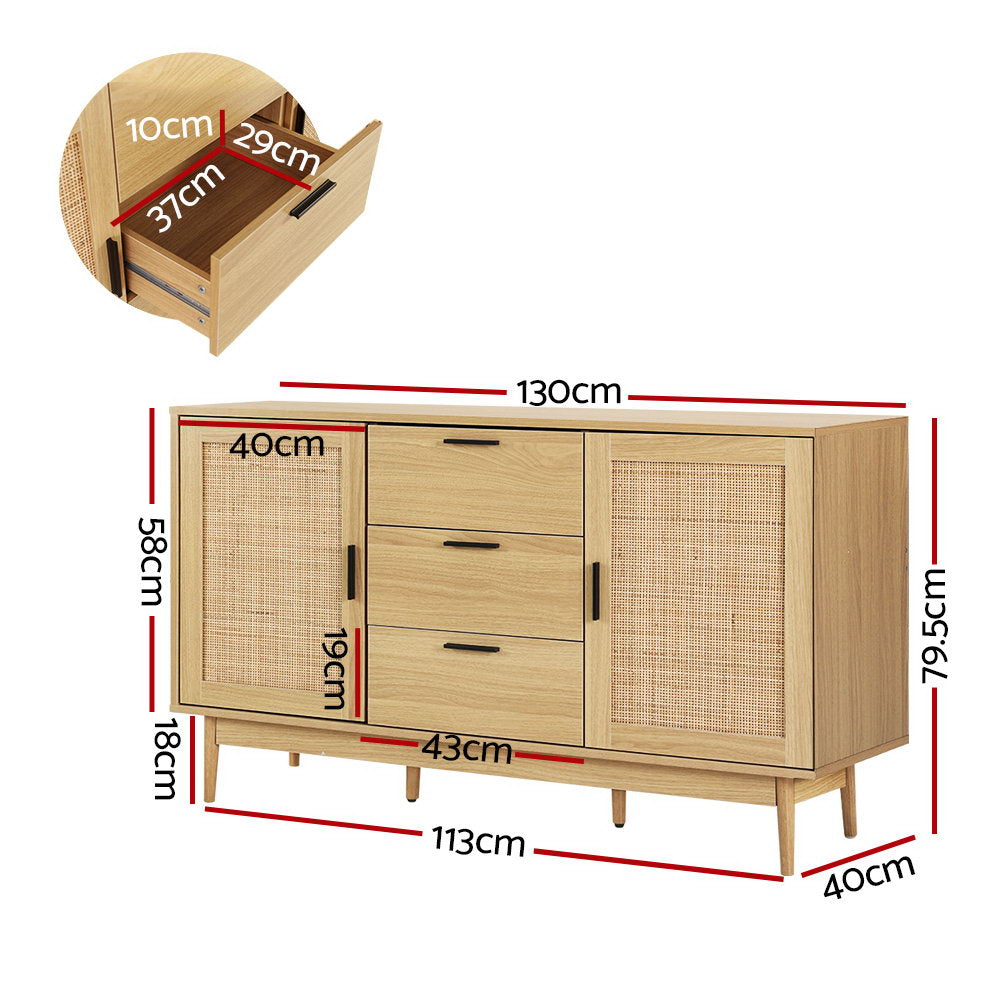 Large Rattan Buffet Sideboard Storage Cabinets Cupboards