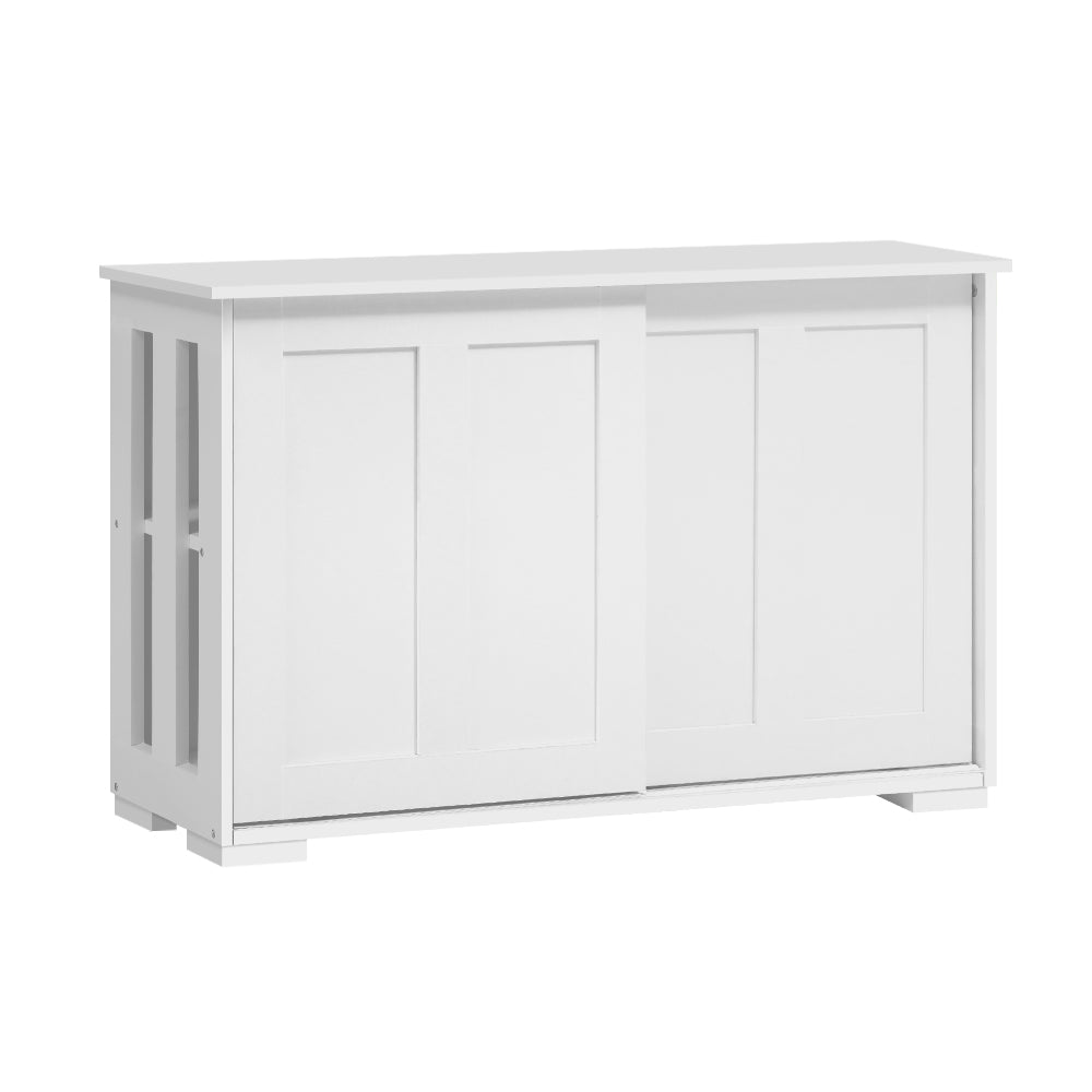 Sliding Doors Buffet Sideboard Storage Cabinet Cupboard Hampton Style - White