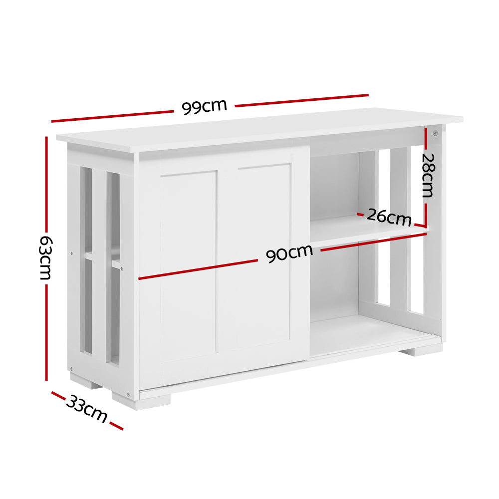 Sliding Doors Buffet Sideboard Storage Cabinet Cupboard Hampton Style - White