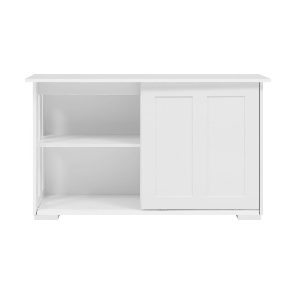 Sliding Doors Buffet Sideboard Storage Cabinet Cupboard Hampton Style - White