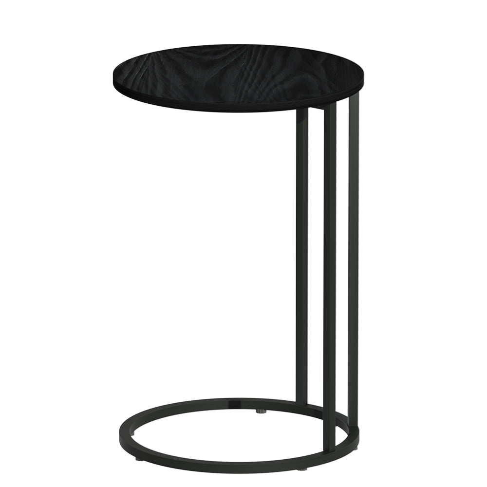 Industrial Style Coffee Table Side Table Round Top - Black