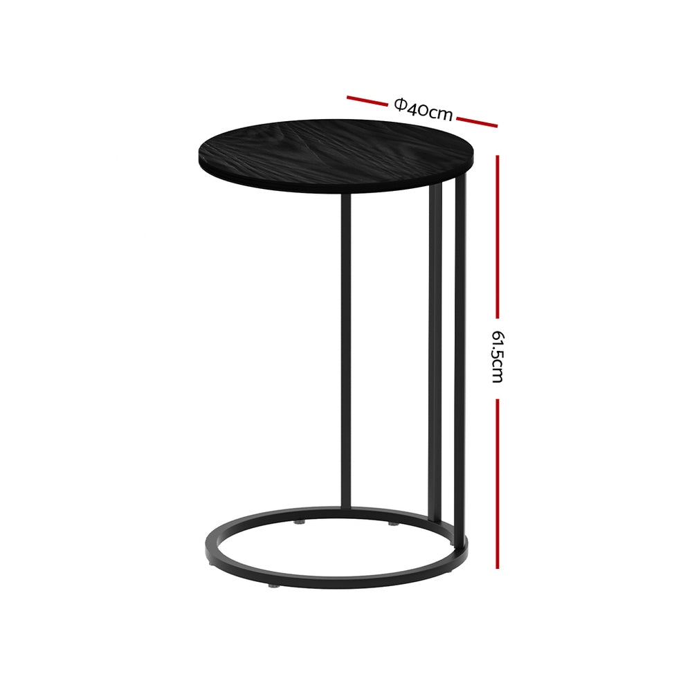 Industrial Style Coffee Table Side Table Round Top - Black