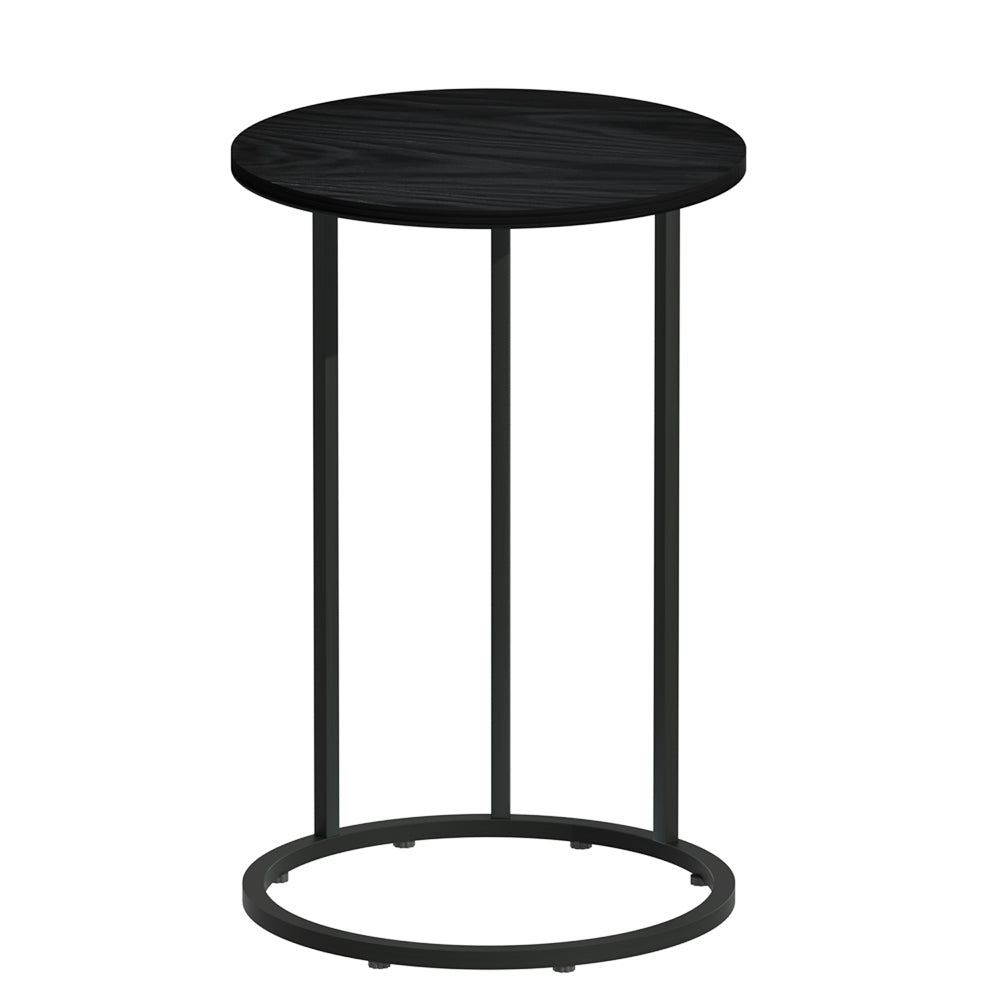 Industrial Style Coffee Table Side Table Round Top - Black