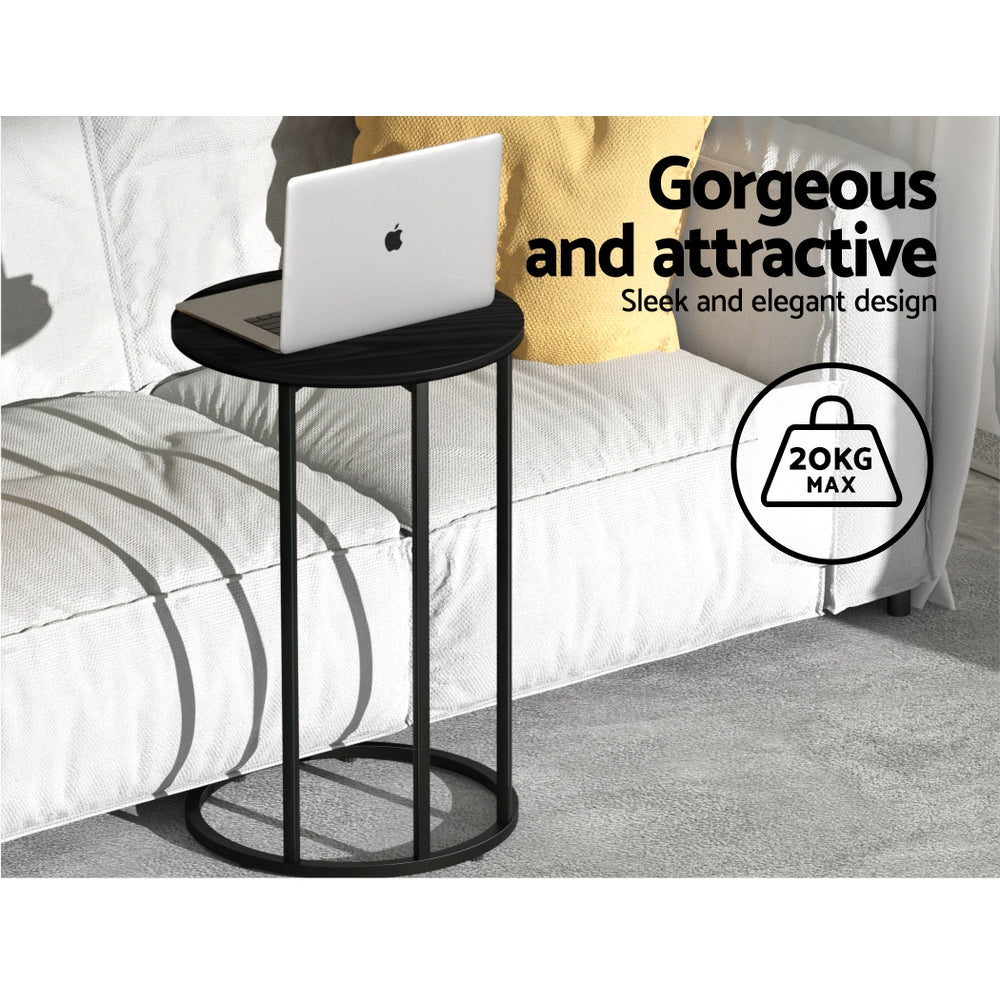 Industrial Style Coffee Table Side Table Round Top - Black