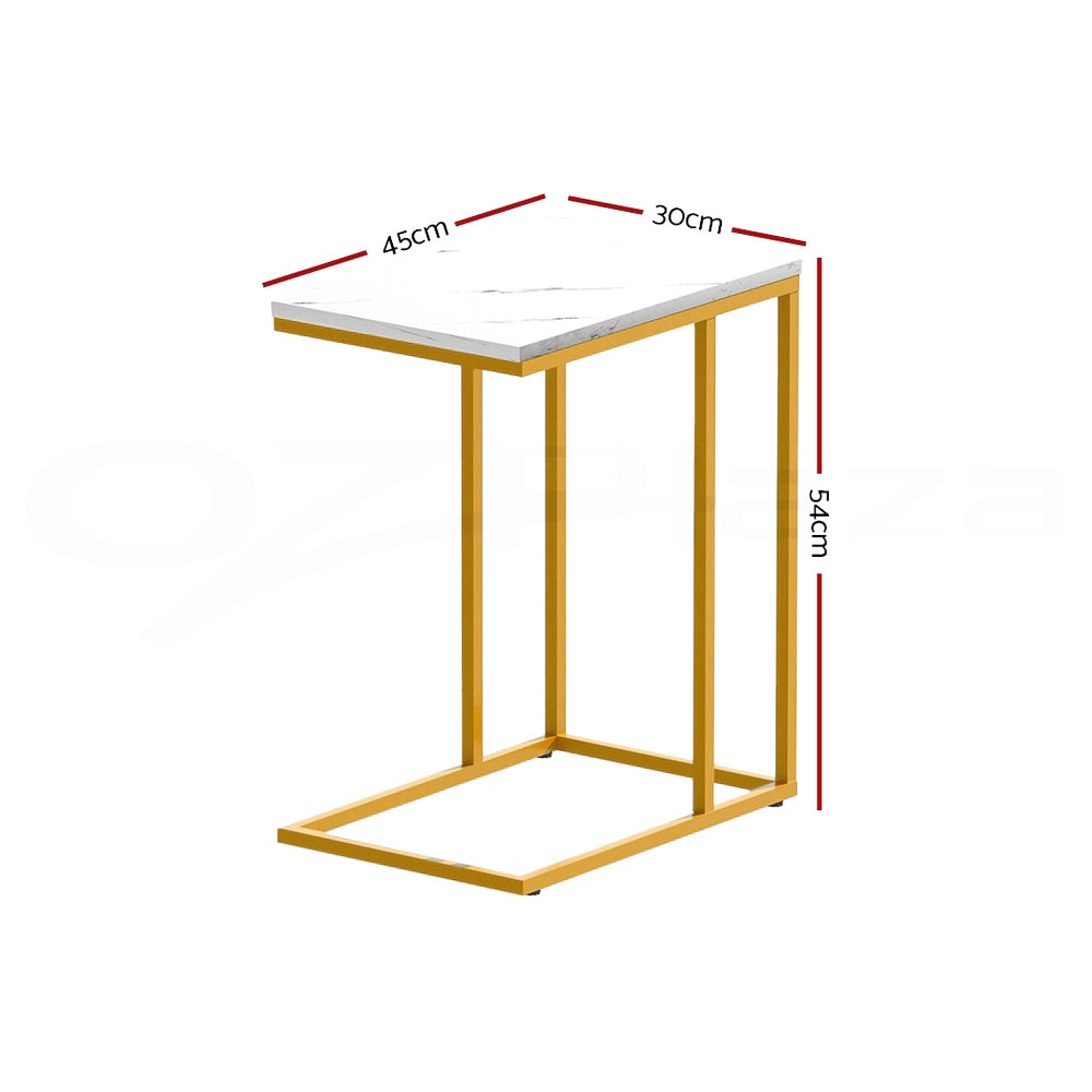 Marble Effect Rectangular Coffee Table Side Table Powder Coated Steel