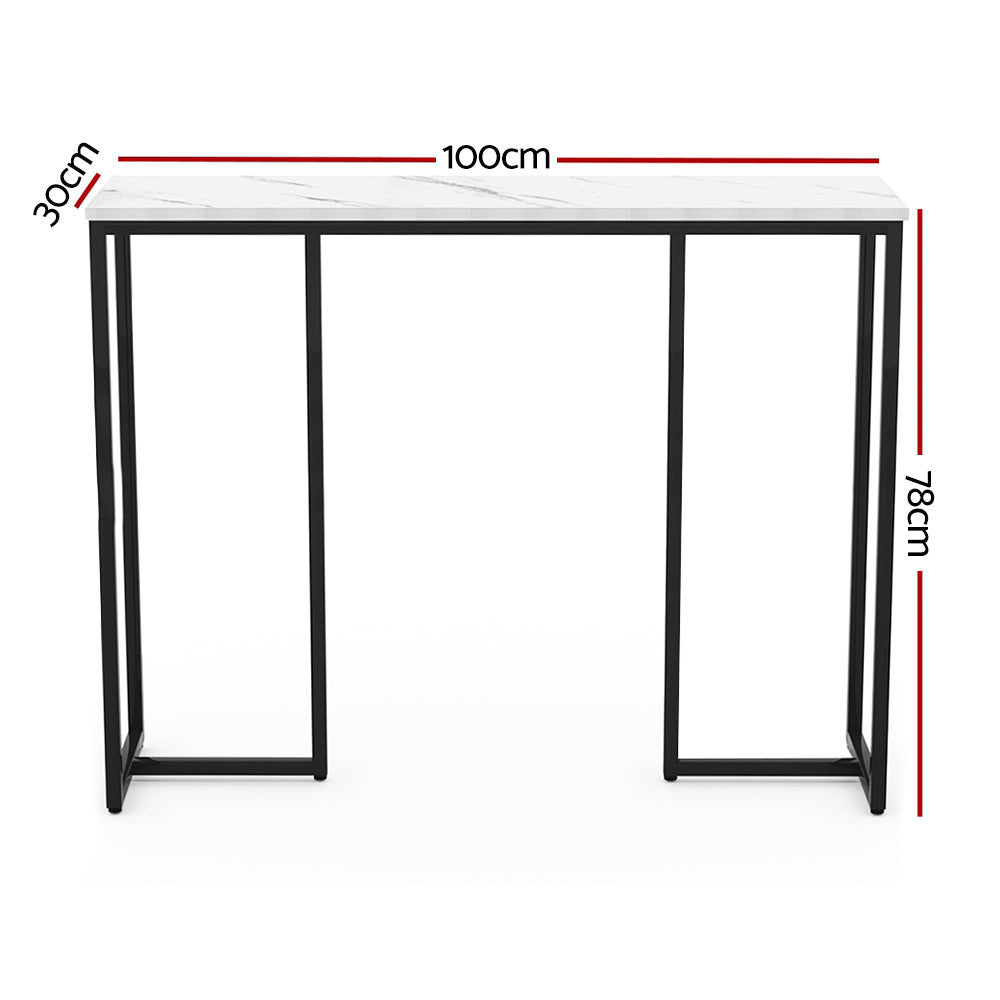 Rectangle Marble Effect Console Table Powder Coated Steel