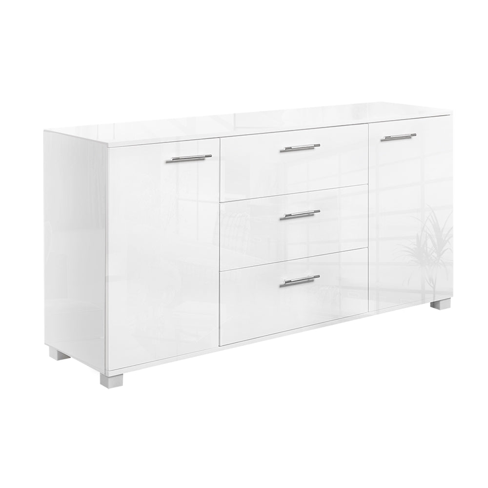 High Glossy Buffet Sideboard Storage Cabinet Cupboards - White Gloss