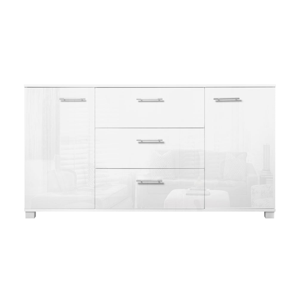 High Glossy Buffet Sideboard Storage Cabinet Cupboards - White Gloss