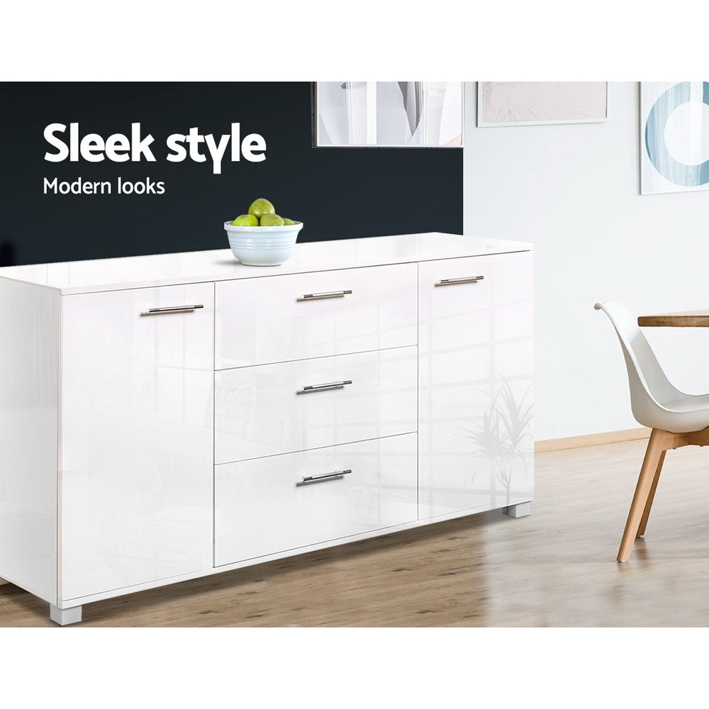 High Glossy Buffet Sideboard Storage Cabinet Cupboards - White Gloss