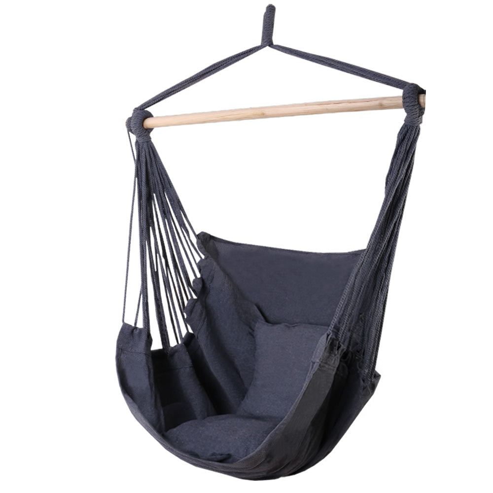 Outdoor Chair Hanging Hammock Cushioned - Grey