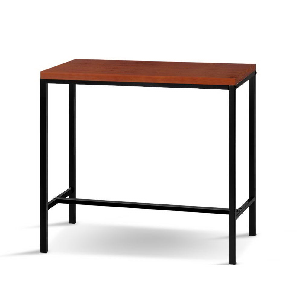 Rectangular Pine Wood Bar Table Steel Frame - Walnut