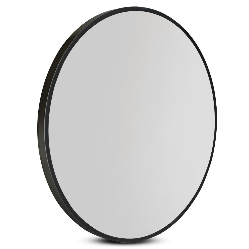 70cm Wall Mirror Makeup Home Decor Framed Mirrors Bathroom - Round Black