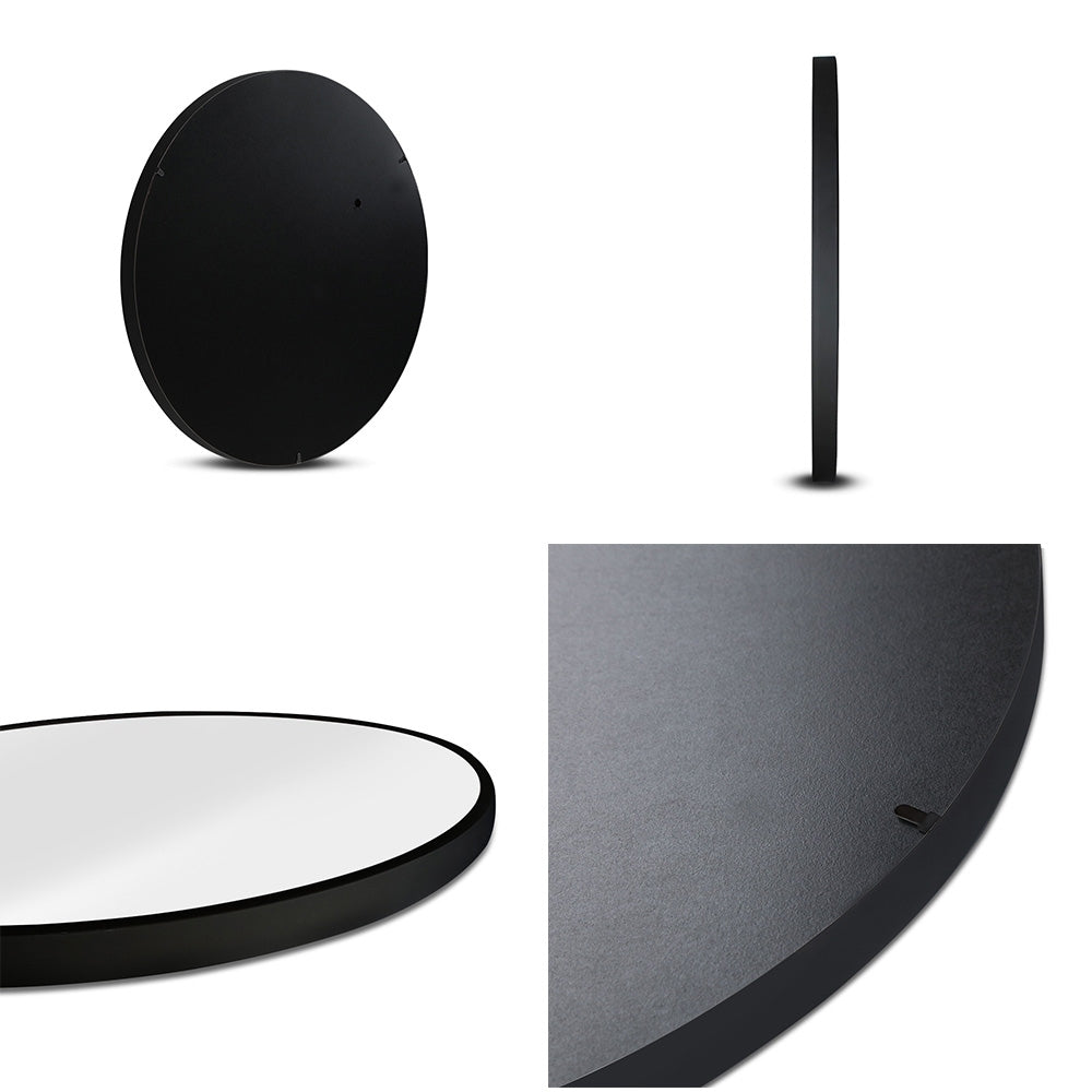 70cm Wall Mirror Makeup Home Decor Framed Mirrors Bathroom - Round Black