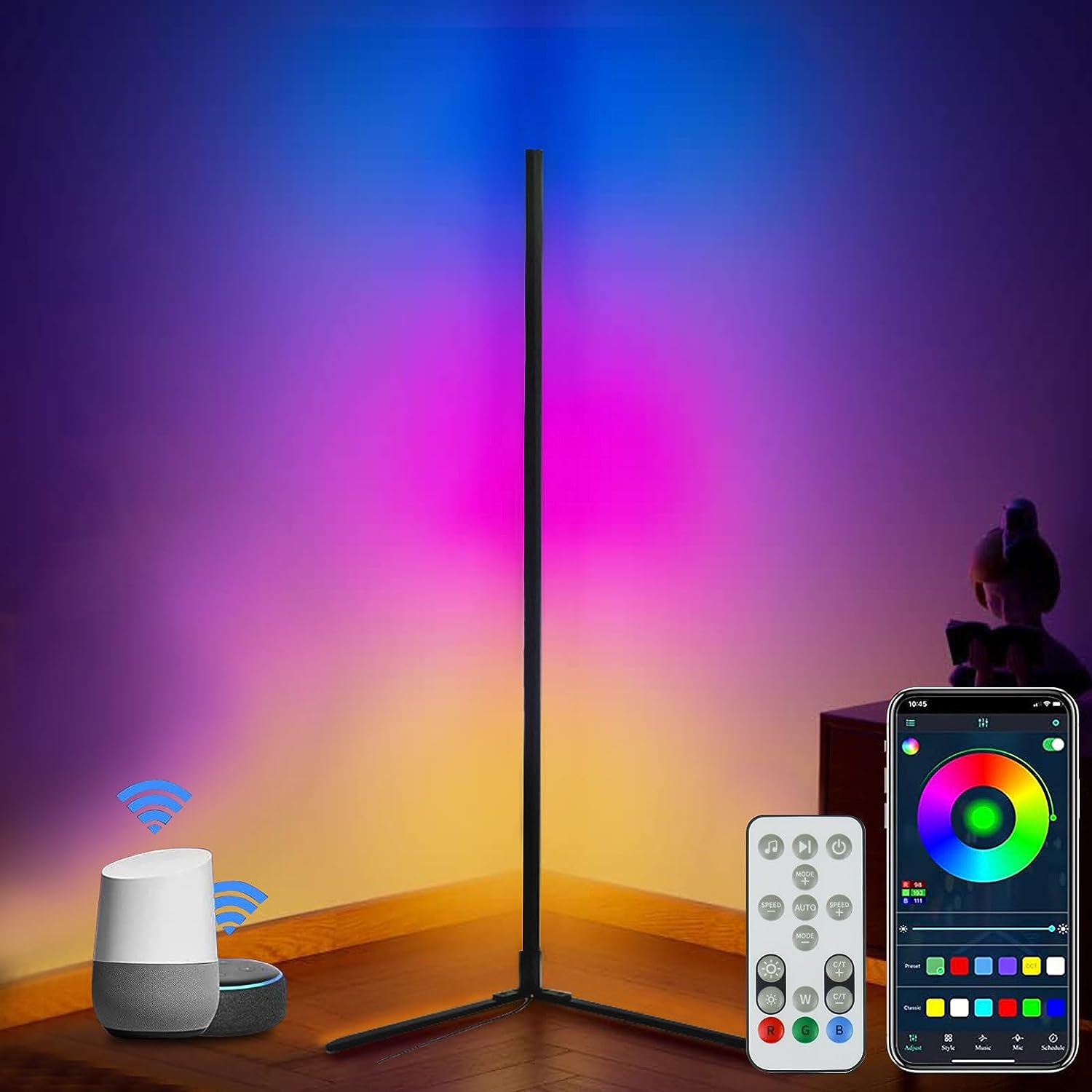 RGB LED Corner Modern Floor Lamp