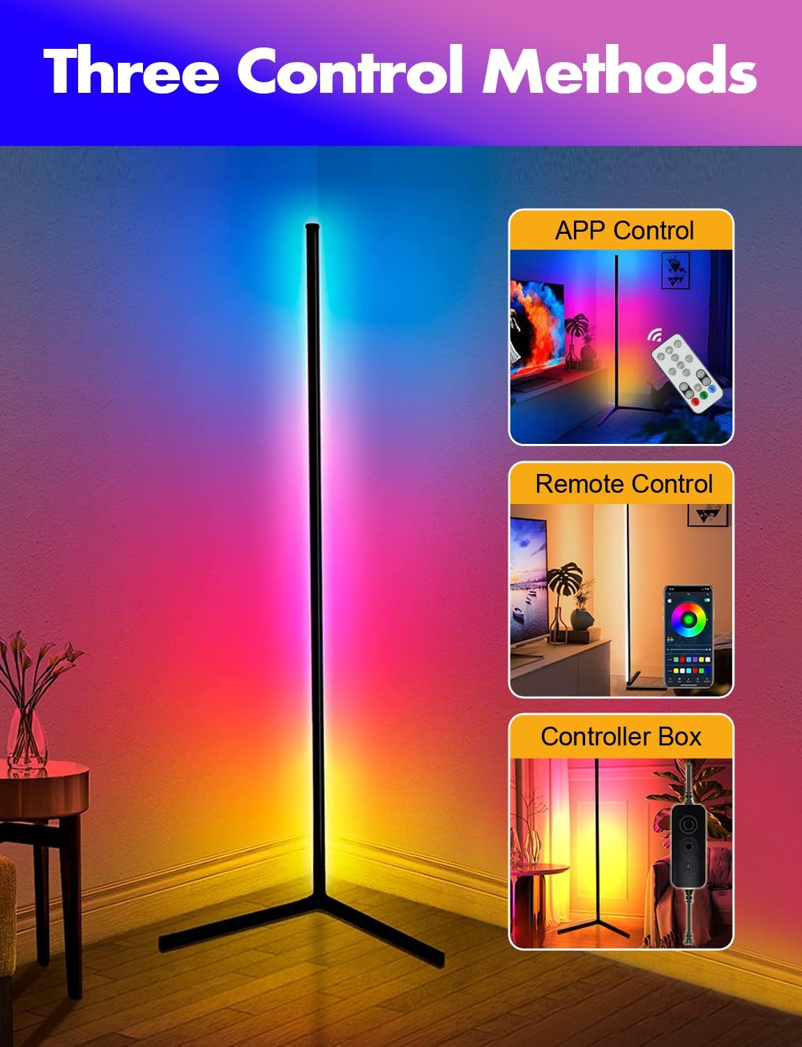 RGB LED Corner Modern Floor Lamp