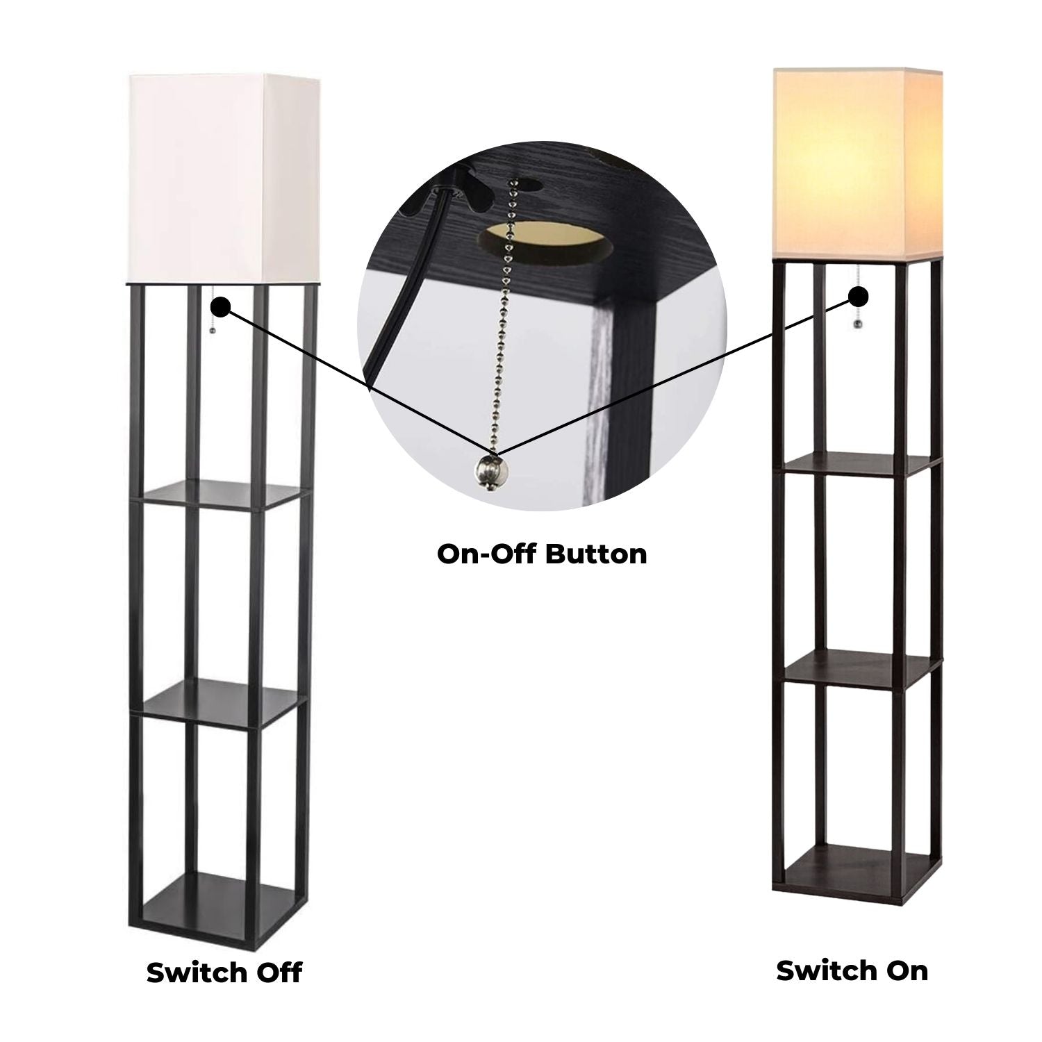 Frameless Floor Vintage Lamp Shelf 160CM - Black