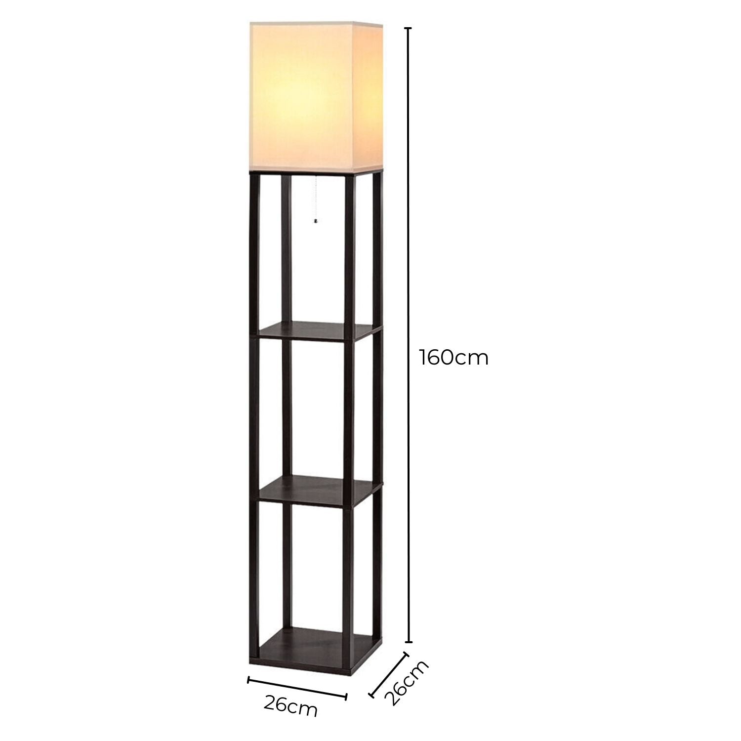 Frameless Floor Vintage Lamp Shelf 160CM - Black