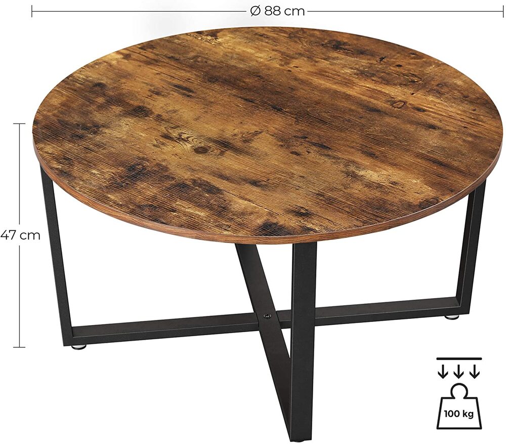 Round Coffee Table Rustic Brown and Black