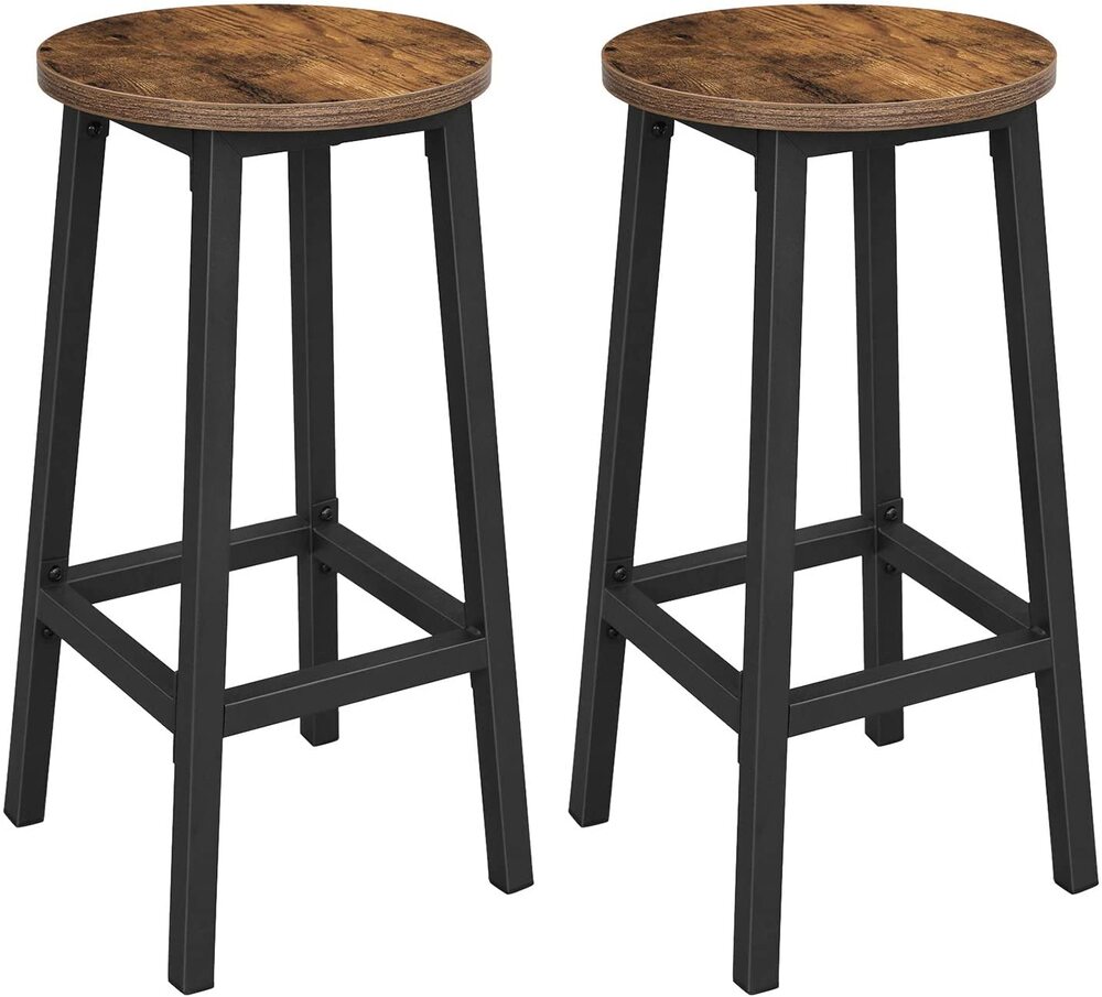 2x Vintage Round Kitchen Bar Stools