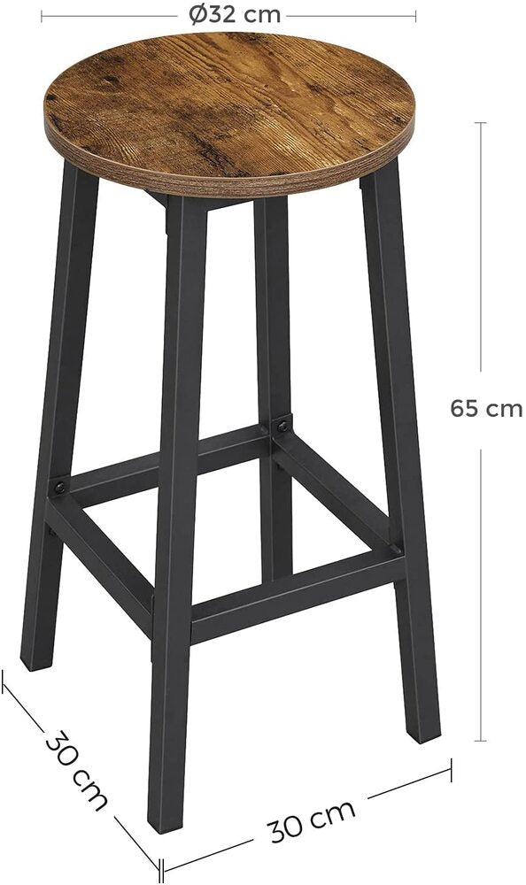 2x Vintage Round Kitchen Bar Stools