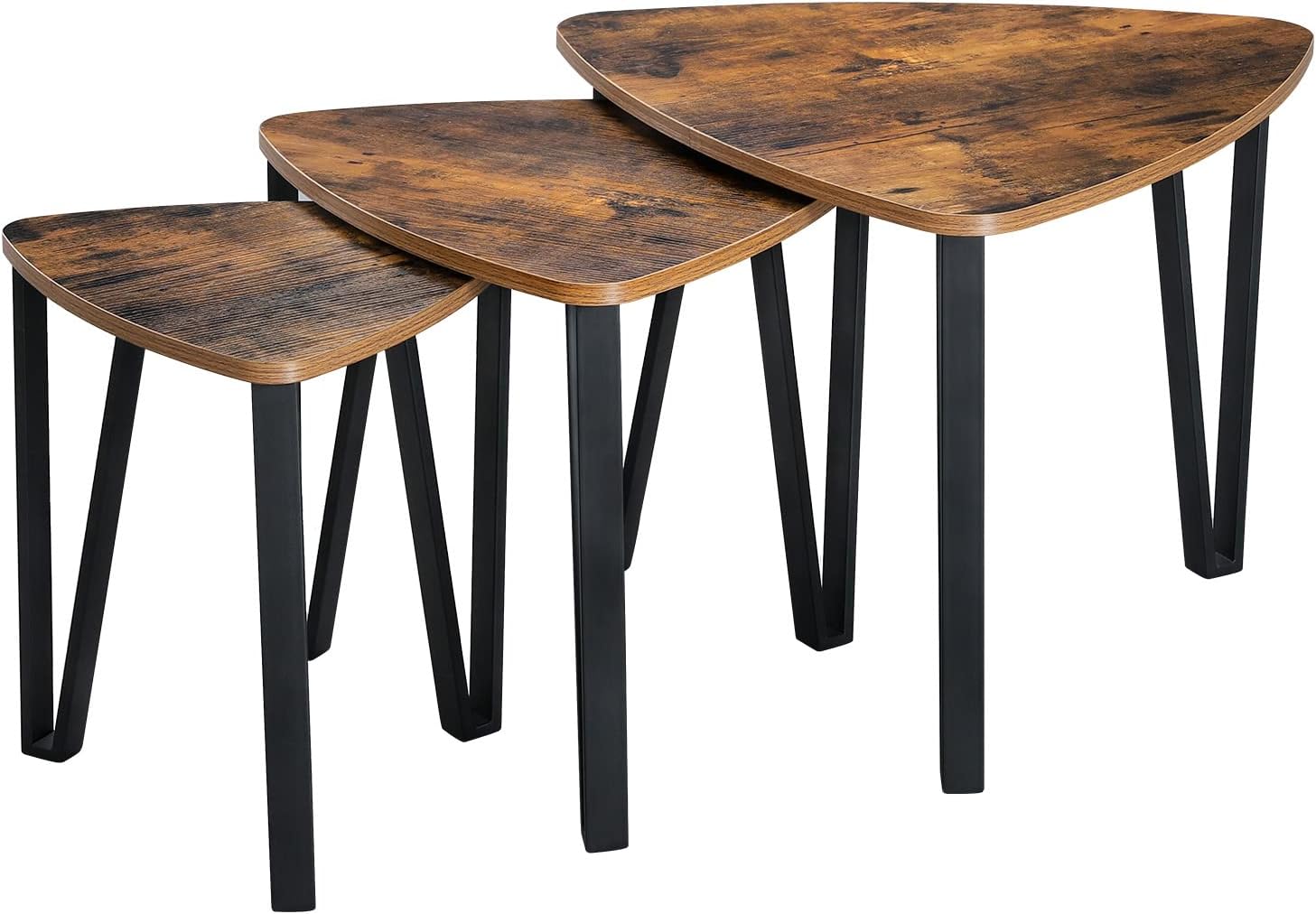 Industrial Nesting Coffee Tables - Rustic Brown and Black