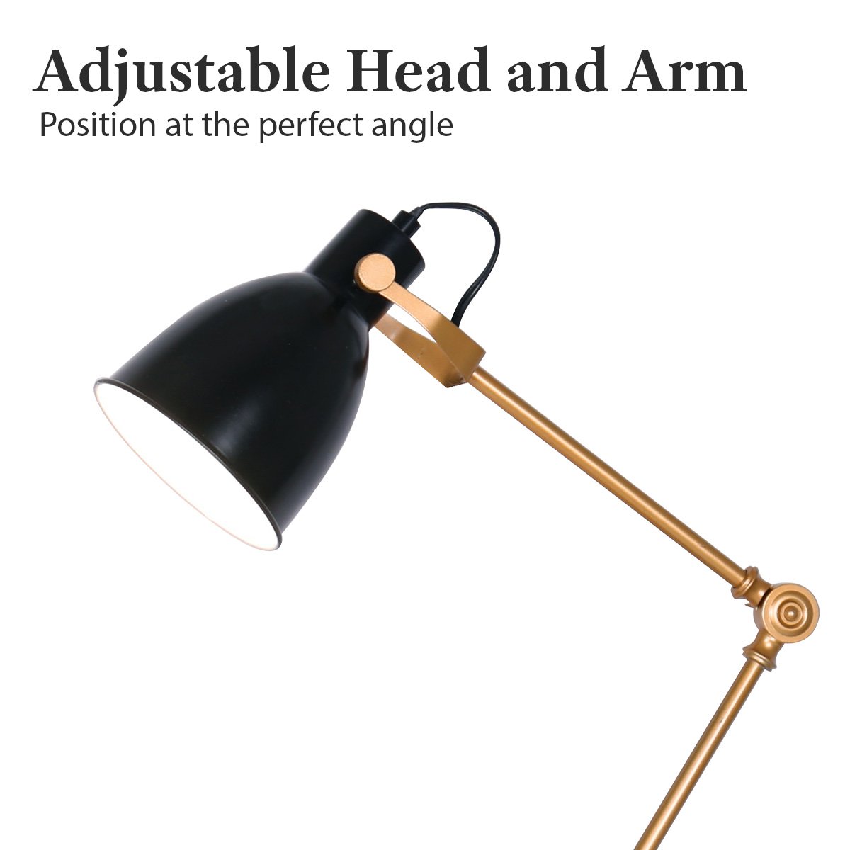 Adjustable Metal Table Desk Lamp - Black And Gold