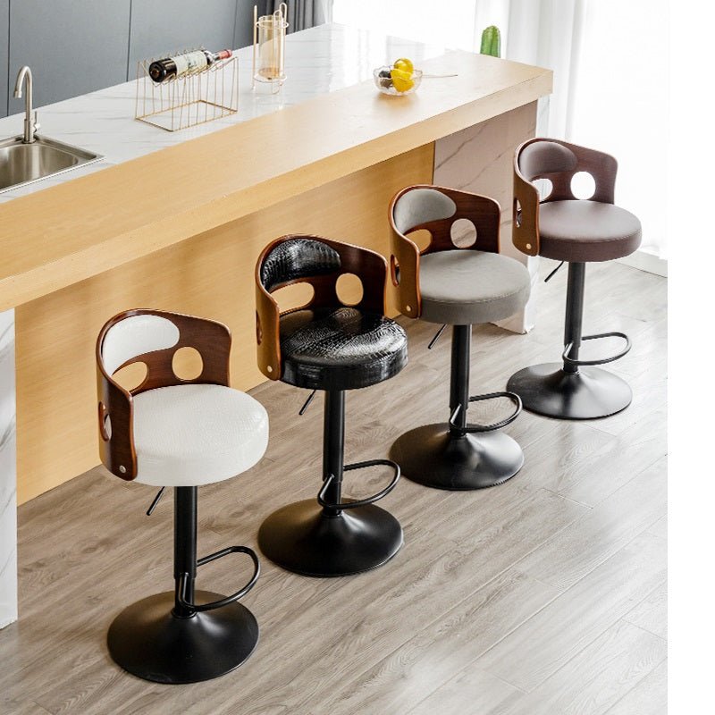 Leather Gas Lift Swivel Bar Stool Kitchen Counter Chairs - White